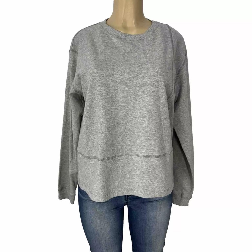 Calme Gray Pullover New $178 Sweatshirt Womens Size M Casual Sweater Cotton Tops